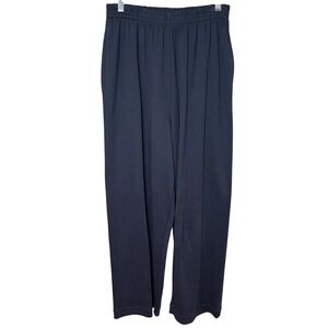 Eskandar Pima Cotton Wide Leg Trousers Pants Pull On Navy Blue Size 1